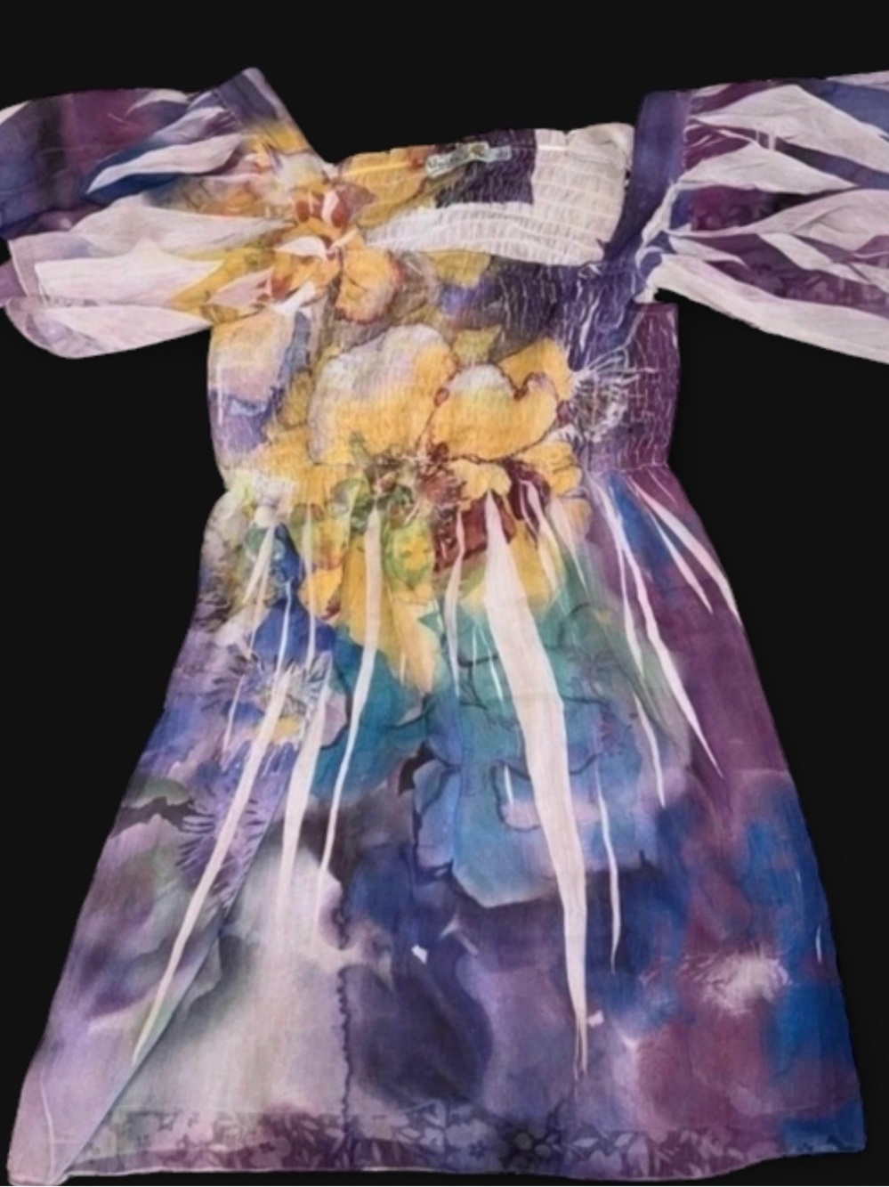 Vintage Purple Floral Off-Shoulder or on Top or tunic